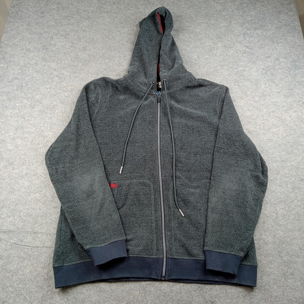 Robert Graham Hoodie Mens 2XL Gray Fleece Full Zip Lined Sweatshirt Pockets